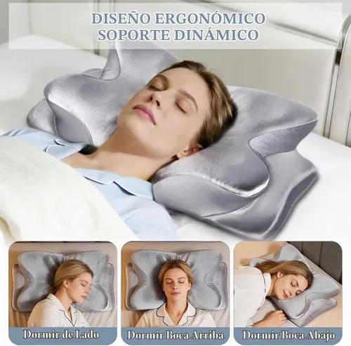 Vista 3 de CCidea Almohada cervical de apoyo para el cuello para dormir y aliviar el dolor – Almohadas ergonómicas de espuma viscoelástica de contorno