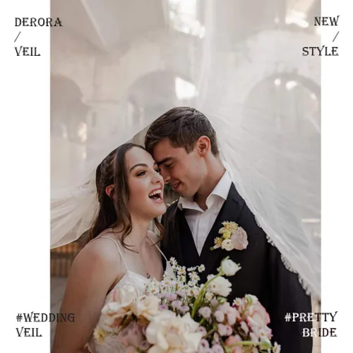 Vista 5 de Salliy Apliques de encaje de doble capa para novia de boda con peine encaje de flores y capilla de perlas marfil