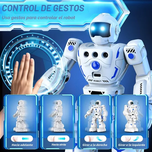 Vista 2 de Juguetes de robot para niños de 3 a 5 años, regalo de robots 2-Blanco