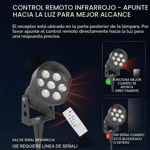 Vista 8 de Ofuray Solar Spot Lights Outdoor, RGB Color Changing, 8 Lighting Modes Gris / Negro