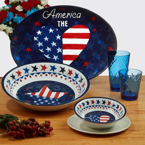 Vista 4 de Certified International Stars & Stripes - Plato de melamina de 11 pulgadas, juego de 6