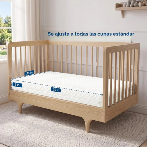 Vista 5 de SCHNAUZER HOME Colchón para cuna, colchón de espuma viscoelástica transpirable de doble cara para bebés y niños pequeños con funda extraíble