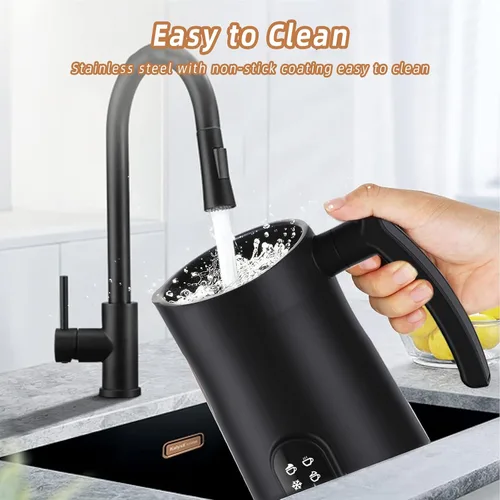 Vista 5 de VRORFUN Espumador de leche eléctrico y vaporizador, espumador de leche automático 4 en 1 y calentador calentador, máquina de espuma de leche