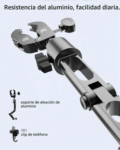 Vista 7 de Quyee Soporte para Teléfono de Coche, Soporte para Teléfono de Espejo Retrovisor - Montaje de Aleación de Aluminio con Ajuste Multi-Ángulo Giratorio