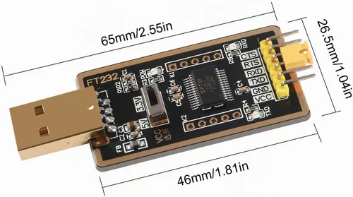 Vista 2 de FT232RL Adaptador USB a TTL para proyectos de desarrollo, módulo convertidor USB a serie con UART USB FTDI original compatible con Windows