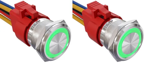 Vista 11 de APIELE Interruptor de Botón Pulsador con Pestillo de 10 Amperios 22mm 12V Ojo de Ángel LED Impermeable Aleación de Aluminio Redondo Autobloqueante
