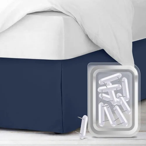 Vista 7 de Faldón de cama con 8 seguros, antipolvo, para cama tamaño queen. Faldones de microfibra con caída de 36 cm (14 pulgadas). Gris carbón