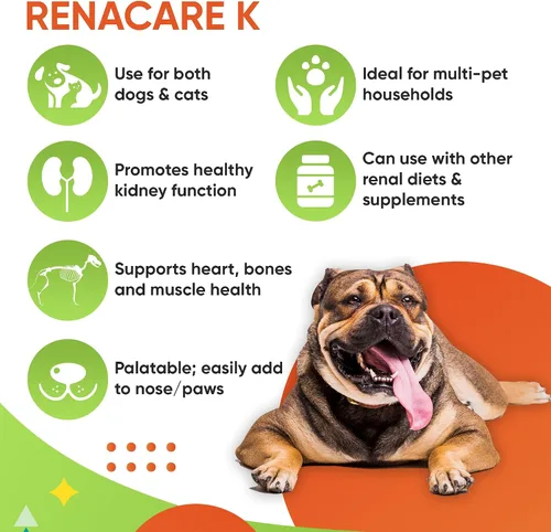 Vista 8 de RenaCare K es para Renal K (gluconato de potasio) Suplemento en polvo de potasio para perros y gatos, (4 onzas) con sabor a hígado de pollo