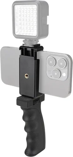Vista 6 de Universal ergonómico anticaídas para teléfono móvil con mango estabilizador de montaje para selfie portátil, trípode para vlogging de mano, monopié