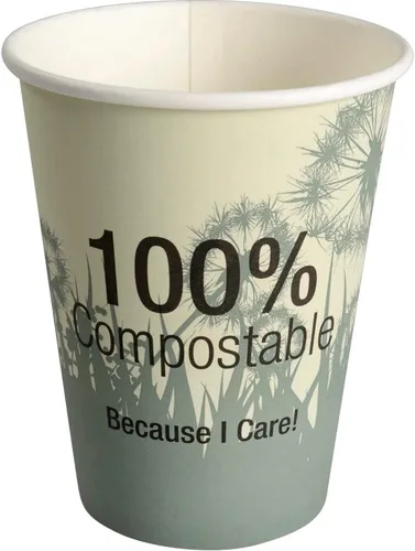 Vista 8 de Abena Tazas de café de papel desechables 100% compostables: CPLA para temperaturas más calientes, multicolor, 8 onzas – 50