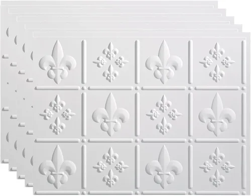 Vista 33 de FASÄDE Fleur-de-lis - Panel decorativo de vinilo decorativo para salpicaduras de 18 x 24 pulgadas en cobre piedra lunar (paquete de 5)