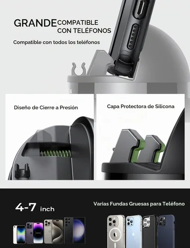 Vista 6 de LISEN Soporte de teléfono para tu automóvil, soporte giratorio de 360°, soporte multifuncional para iPhone compatible con iPhone 16 Pro