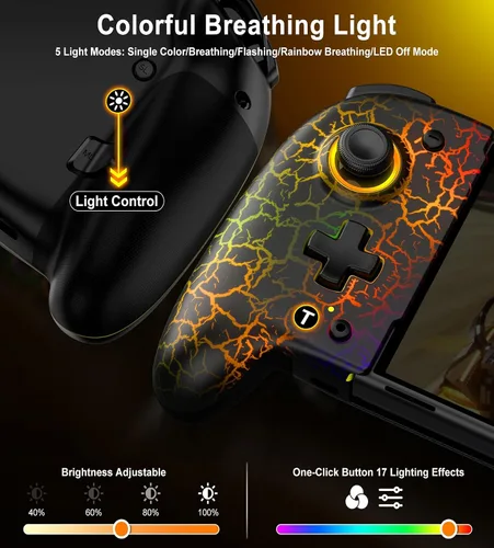 Vista 4 de Gamtoure Wireless Switch Controller for Nintendo SwitchOLED, Handheld Switch Controller Replacement for Joycon, Hall Effect