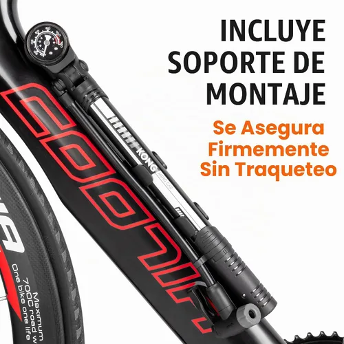 Vista 7 de Bomba de bicicleta con medidor PSI, bomba portátil para neumáticos de bicicleta, bomba de aire de bicicleta de 120 PSI para válvulas Presta y Gris
