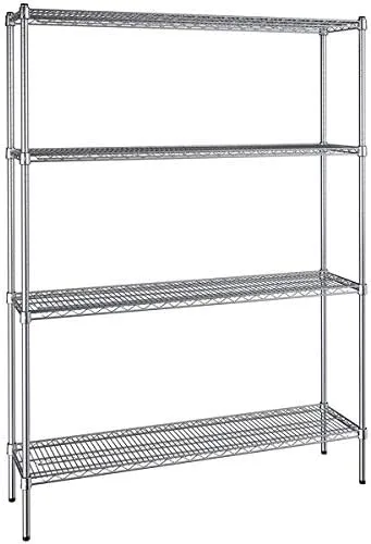 Vista 369 de Kit de 4 estantes de epoxi verde NSF de 21 x 72 pulgadas con postes de 86 pulgadas, estantería de almacenamiento resistente, kit de estantería