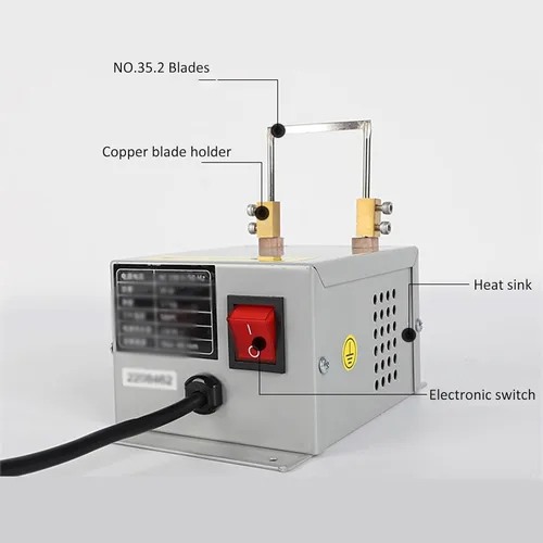 Vista 3 de 30W Electric Hot Knife Rope Cutter, Desktop Hot Cutting Machine, with Copper Brush and Wrench, Max Temperature 500℃, Cutting Width Max.60mm, for