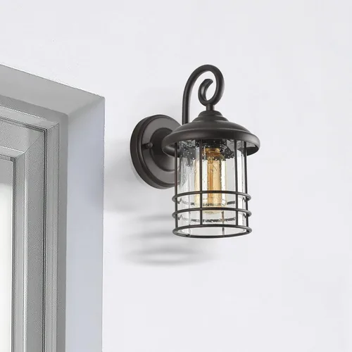 Vista 8 de MICSIU Luces de Porche de Bronce Frotado con Aceite para Pared Exterior, Lámparas Exteriores Impermeables Estilo Granja con Casquillos E26 y Negro