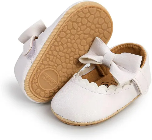 Vista 7 de Zapatos de bebé de primera calidad, zapatos de caminar para bebé, zapatos de princesa Mary Jane de suela suave, zapatos de vestir de boda, zapatos