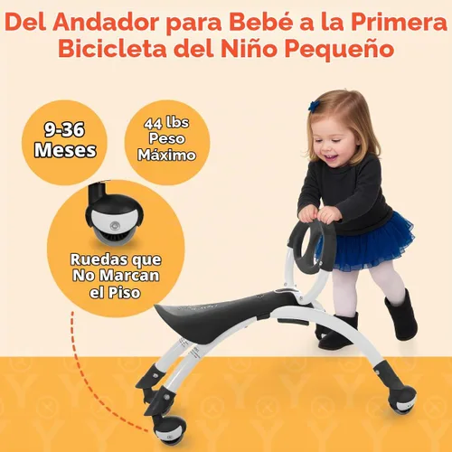 Vista 4 de YBIKE Pewi Bicicleta de Equilibrio para Niños Pequeños - Juguetes de Montar para Niños, Carro de Empuje para Bebé, Andador para Niños Pequeños de 9