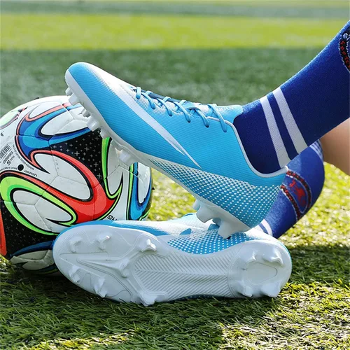 Vista 4 de Zapatos de fútbol unisex competitivos para hombres y mujeres, para interiores y exteriores, botas de fútbol atlético, césped, equipo Mundial, tacos