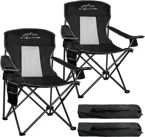Vista 12 de Camping Chairs Outdoor Portable Folding Chair with Mesh Back, Black