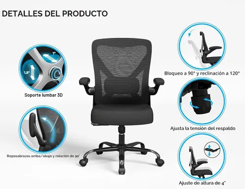 Vista 7 de Ergalithic Silla ergonómica de oficina – Sillas de escritorio de computadora en forma de X cómodas, silla de juegos de malla con respaldo alto