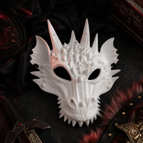 Vista 9 de LUOZZY 3 máscaras de dragón blanco Animal Skull Cosplay Halloween Party Costume