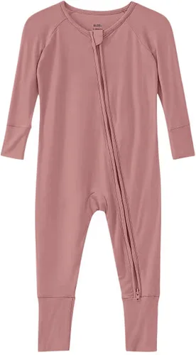 Vista 3 de Pijama de viscosa de bambú sin pies para niños y niñas, pijamas con cremallera para dormir y jugar, mameluco - 0-24 meses