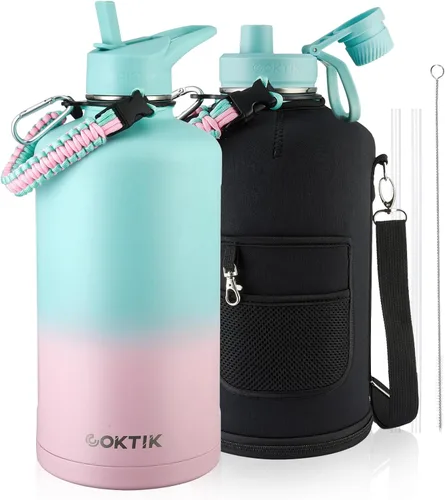 Vista 40 de COKTIK Botella de agua deportiva de 22 onzas, botella de agua de acero inoxidable para aislamiento térmico, botella de viaje reutilizable