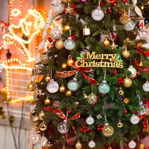 Vista 9 de 24 unidades - Adornos de bolas de Navidad de plástico transparente inastillable colgantes con bolas delicadas decorativas