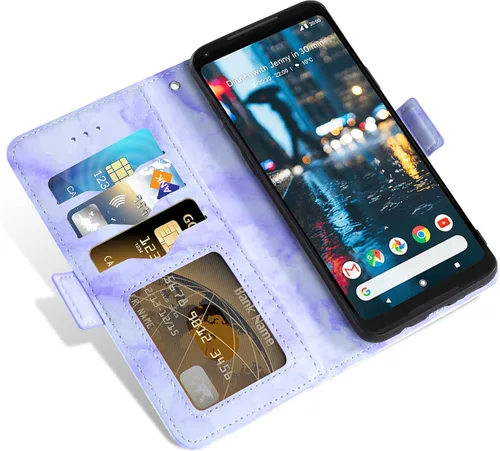 Vista 3 de Asuwish Funda compatible con Google Pixel 2 XL y protector de pantalla de vidrio templado, accesorios para celulares, ranura para tarjetero, función