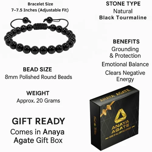 Vista 17 de Adjustable Crystal Bracelet – Gemstone Bead Bracelet with Adjustable Macrame String – Chic Gemstone Bracelet for Men and Women – 8mm Round Healing