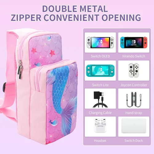 Vista 2 de HYPERCASE Cute Shoulder Bag Kit for Nintendo Switch, Portable Carrying Case Compatible with Switch Lite & Switch OLED, Backpack Travel Bag