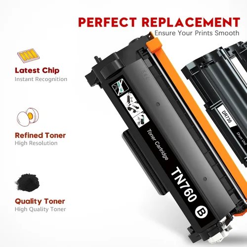 Vista 6 de Toner Kingdom Cartucho de tóner compatible TN760 y tambor DR730 para impresora Brother TN760 TN-760 TN730 TN-730 DR730 para impresora Brother