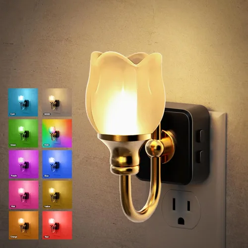 Vista 9 de JandCase Luz Nocturna, Luces Nocturnas Cambiantes de Color Enchufables en la Pared, Luz Nocturna RGB con Sensor de Luz, Luz Nocturna Enchufable