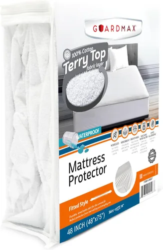 Vista 25 de Guardmax Protector de colchón de punto de punto tamaño individual XL, funda de colchón impermeable y a prueba de ácaros con bolsillos elásticos