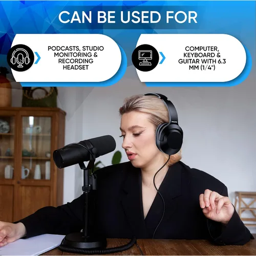 Vista 5 de Philips - Auriculares con cable para diadema, estéreos para podcasts, monitoreo de estudio y grabación para computadora, teclado y guitarra