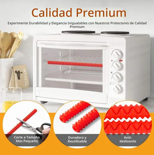 Vista 4 de Protección para estantes de horno de silicona - Protector de estante resistente al calor para estufa, protector lateral de calor para la parrilla