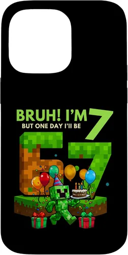 Vista 21 de Bruh I'm 7 But One-Day I'll Be 67 Retro 7th Birthday Kids Case for iPhone 17