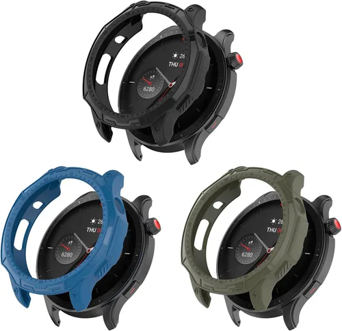 Vista 9 de Funda protectora para Amazfit GTR 4 para Amazfit GTR 4 GTR4 Smartwatch Accesorios (negro/negro/negro)