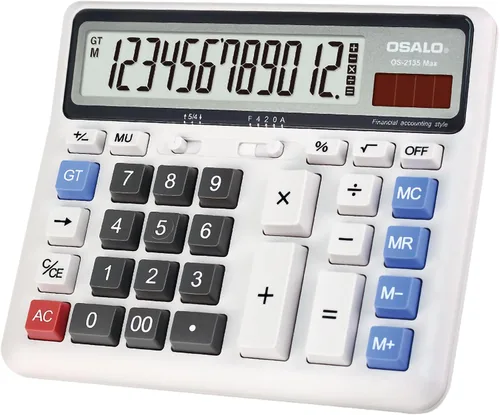 Vista 16 de Calculadora de escritorio, pantalla LCD extra grande, botón de computadora, calculadora de contabilidad de 12 dígitos (OS-2135 Pro-2Pcs)