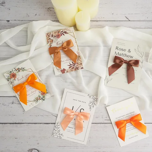 Vista 4 de AIMUDI Lazos de otoño de 5 colores, lazos de satén de color naranja quemado prefabricados de 3.5 pulgadas para Acción de Gracias, Halloween, boda