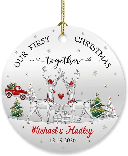 Vista 7 de Adorno personalizado para árbol de Navidad con nombre y año, regalo para mi nuevo apartamento, adorno personalizado para primera Navidad en un nuevo