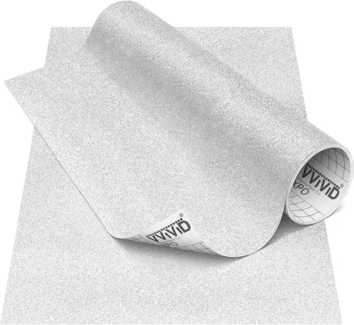 Vista 7 de VViViD Glitter Silver DECO65 - Rollo de vinilo adhesivo permanente para manualidades (6 pies x 1 pie)