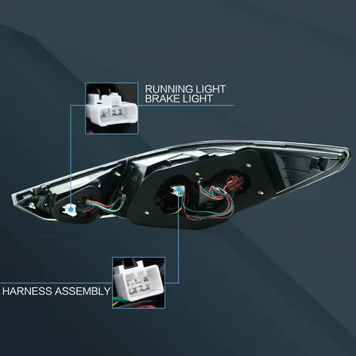 Vista 6 de VLAND Conjunto de luces traseras para Hyundai Sonata 6ª generación 2011-2014, Plug-and-play, rojo y ahumado