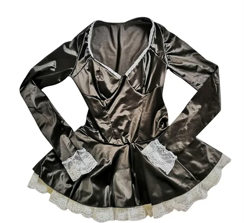 Vista 4 de VEFSU - Conjunto de uniforme de una pieza para mujer, lencería erótica, sexy