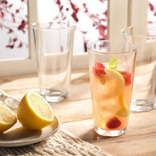Vista 5 de Home Essentials - Juego de vasos para beber, 10 vasos de vidrio Highball, 16 onzas, vasos de agua básicos, cerveza, jugo, cócteles, vino, té helado