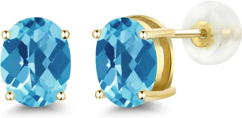 Vista 268 de Gem Stone King Aretes de oro de 14 quilates con piedra natal ovalada de 0.315 x 0.236 in Aretes de oro para mujer