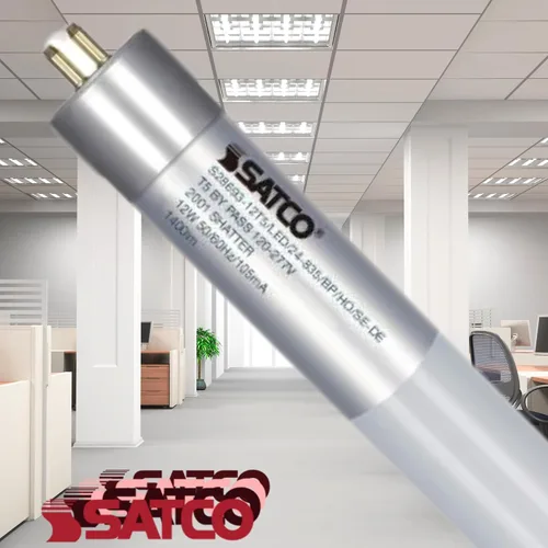 Vista 3 de Satco S28693 - Bombilla LED lineal T5 de 12 vatios; esmerilada; base G5 Mini Bi-Pin, 1400 lúmenes, 120-277 voltios, 3500 K, tipo B; derivación