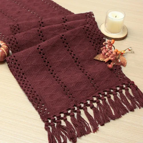 Vista 30 de FEXIA Camino de Mesa Negro con Borlas de 72 Pulgadas Macramé Boho Estilo Granja Camino de Mesa para Decoración de Dormitorio y Comedor